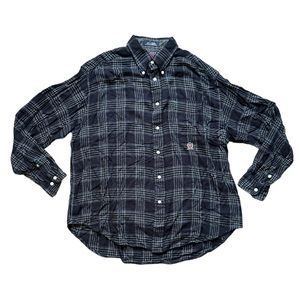 Vintage Tommy Hilfiger Mens Size Large Blue Plaid Tommy Crest